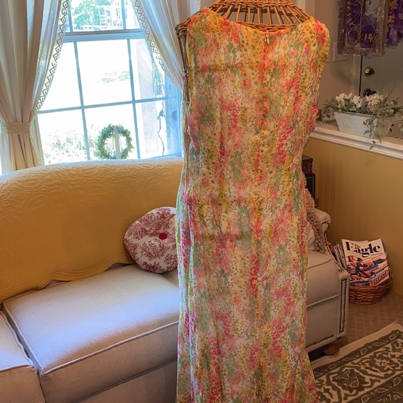 Lovely yellow print 2pc flouncy midi dress - Picture 5 of 7